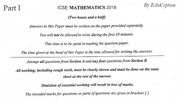 ICSE Mathematics 2018 Solved Question Paper
