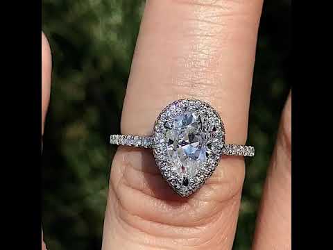 Pear Lab Grown Diamond Top & Side Halo Eng Ring ring video