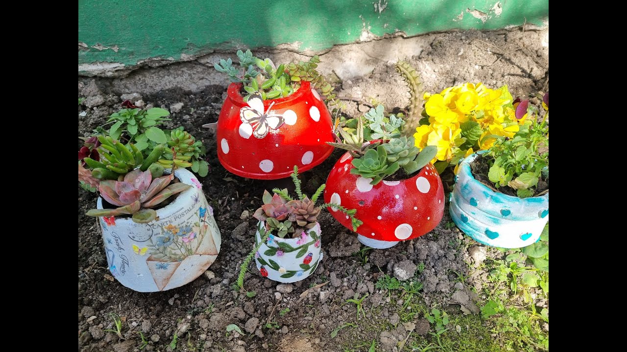 Macetas de cemento, fáciles de hacer ♻️No vas a creer lo que use!  #diy #art #reciclaje #diseño 