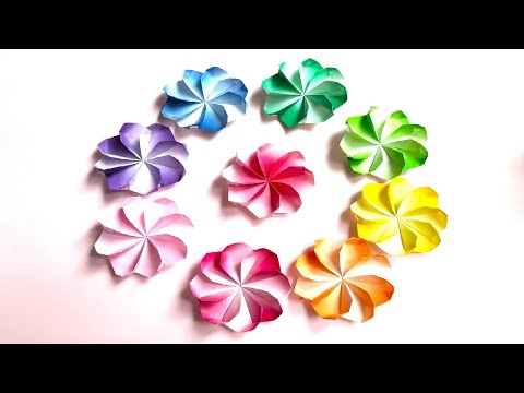 折り紙 花 1枚（立体）の折り方 2 Origami flower tutorial （NiceNo1