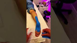 Kinesiology Tape for foot pain . #massage #tapping #cupping #relax #foot #feet #kinesiotape #relax