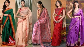 Women's Fashionable Cotton Silk Saree collection//Pure Cotton Silk sarees//simple daily wear saree screenshot 2