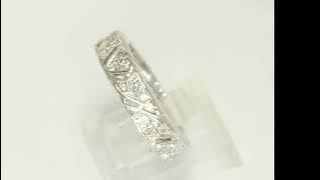 Antique Natural Diamond Filigree Wedding Band Ring 1.05CT Palladium Alloy 5.2MM - 34322
