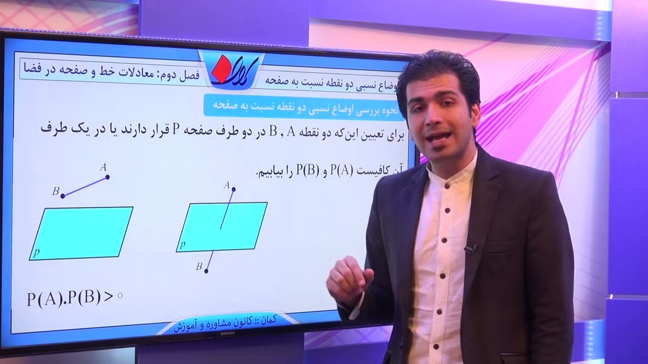 هندسه تحلیلی فصل دوم   معادلات خط و صفحه در فضا  معادله مکان هندسی اوضاع نسبی دو نقطه نسبت به صفحه