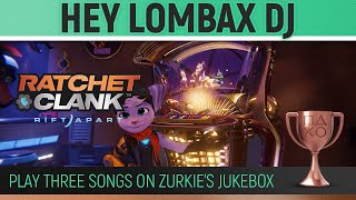 Ratchet Clank Rift Apart - Hey Lombax Dj Play Three Songs On Zurkies Jukebox Trophy Guide