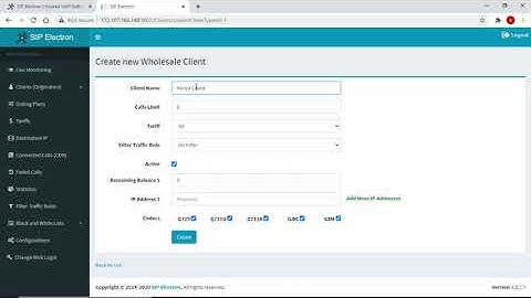 How to create wholesale client on SIPElectron.com soft-switch