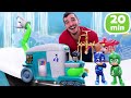 ¡A divertirnos con los PJ Masks y sus coches en la bañera! Videos de juguetes para niños en español