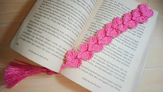 how to crochet heart bookmark with tassel | crochet bookmark tutorial
