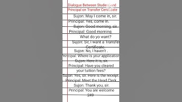 Dialogues between student and principal and transfer certificate