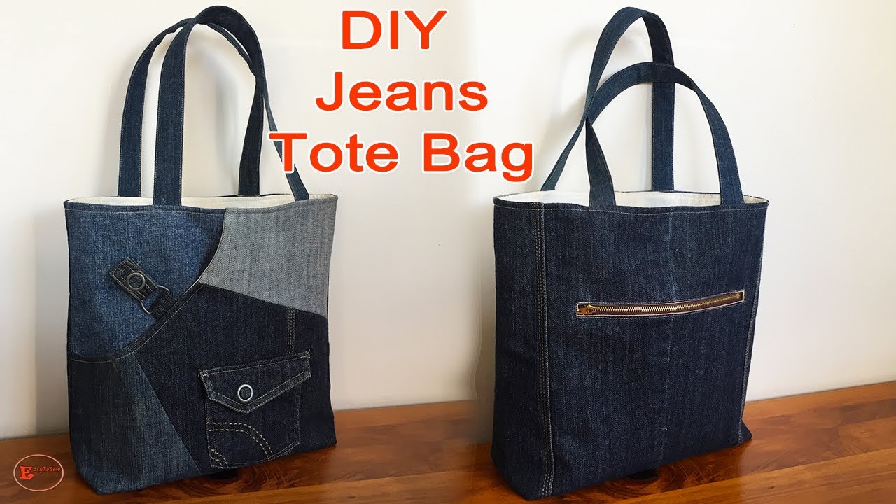 JEANS TOTE BAG TUTORIAL | TOTE BAG SEWING TUTORIAL | RECYCLE JEANS INTO BAGS | DIY BAG SEWING