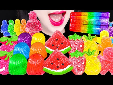 ASMR Edible Lego, Kohakuto Jelly, Rainbow Ice Bar 먹는 레고 코하쿠토 젤리 먹방 Mukbang, Eating