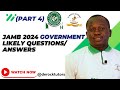 Jamb 2024 possible government questionsanswers part 4