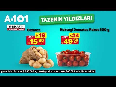 5 - 8 Mart tarihleri arasında ucuzun da ucuzu meyve ve sebzeler A101’de!