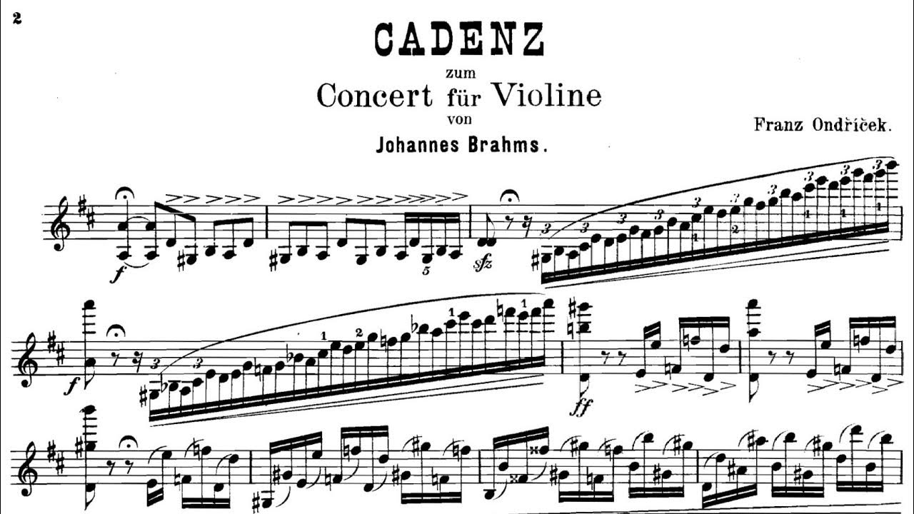 Ondříček Cadenza for Brahms' Violin Concerto YouTube