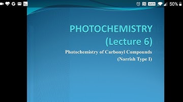 Photochemistry ( Lecture 6): NORRISH TYPE I
