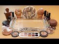 Mixing "ChocoBrown" Makeup,clay,slime,glitter... Into Clear Slime! "ChocoBrownslime"
