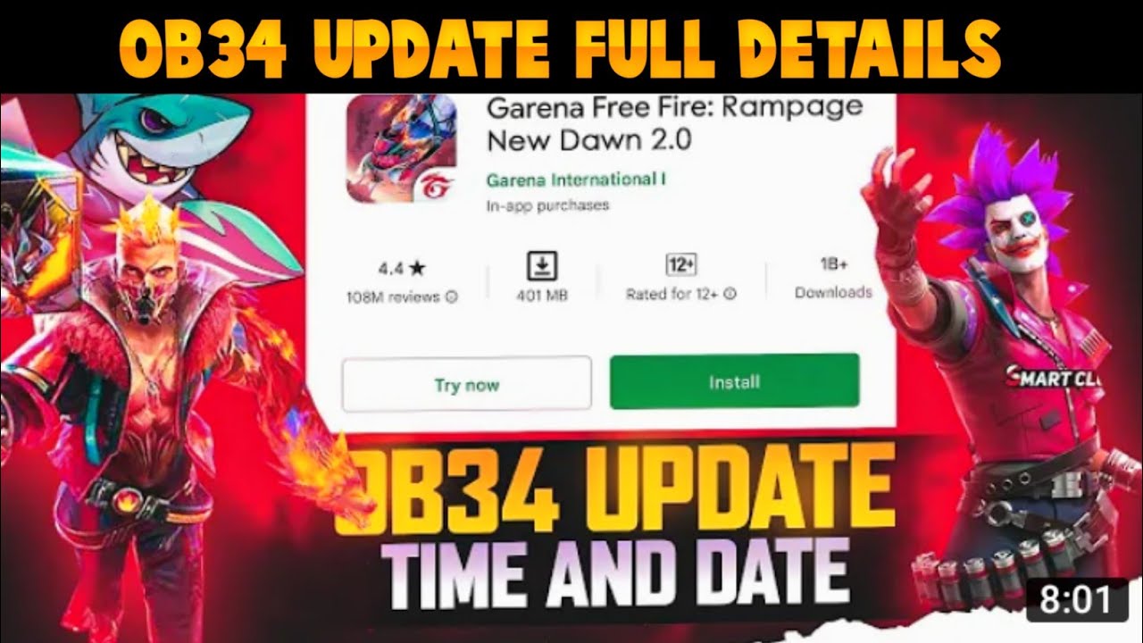 Free fire 0B34 Update Full Details | 25 May New update free fire | ff new update | new ff update