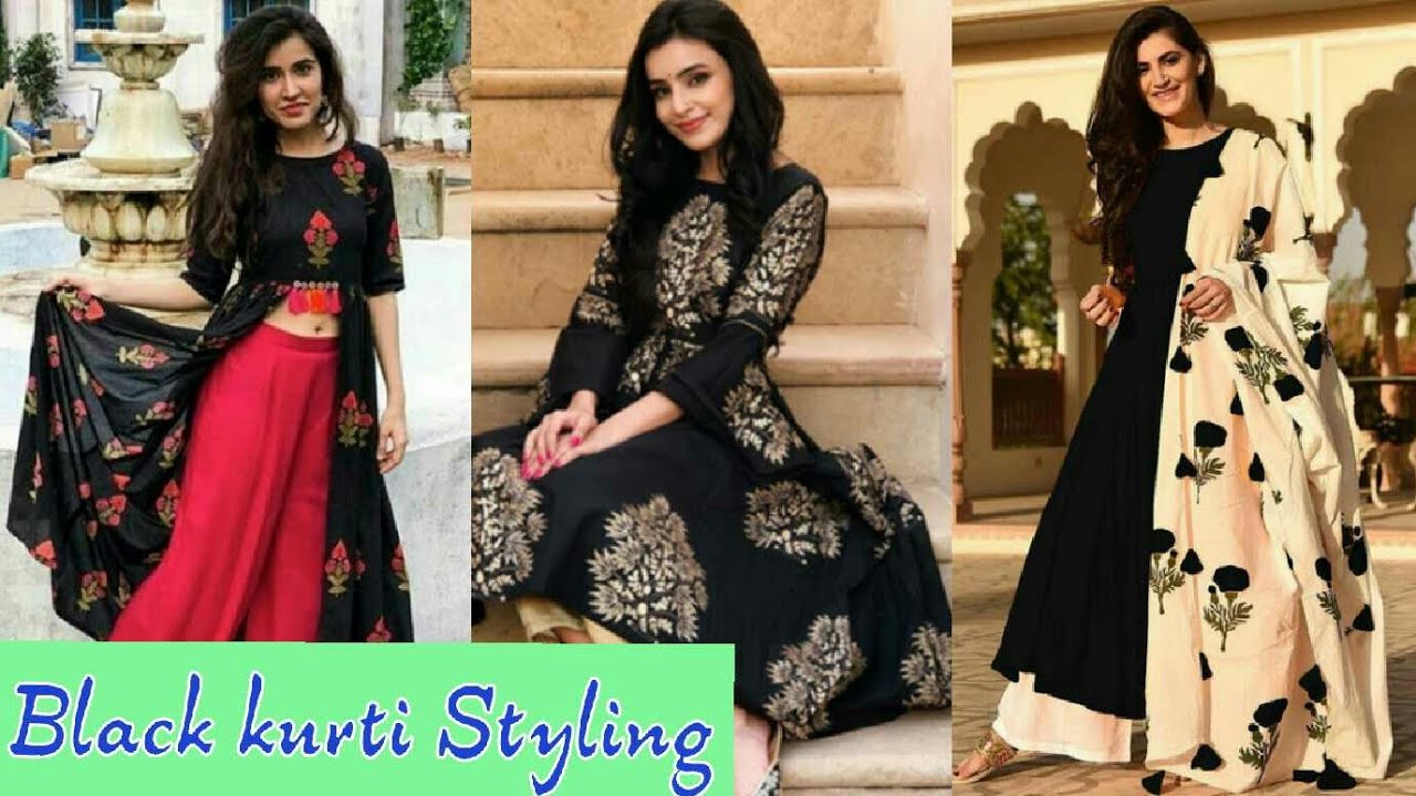 How to Style Black Kurtis in Different Ways || black kurti Design