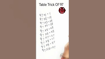 table Easy Trick Of 97#table Trick #viral #trending #shortvideo #viralvideo #youtubeshort #shorts
