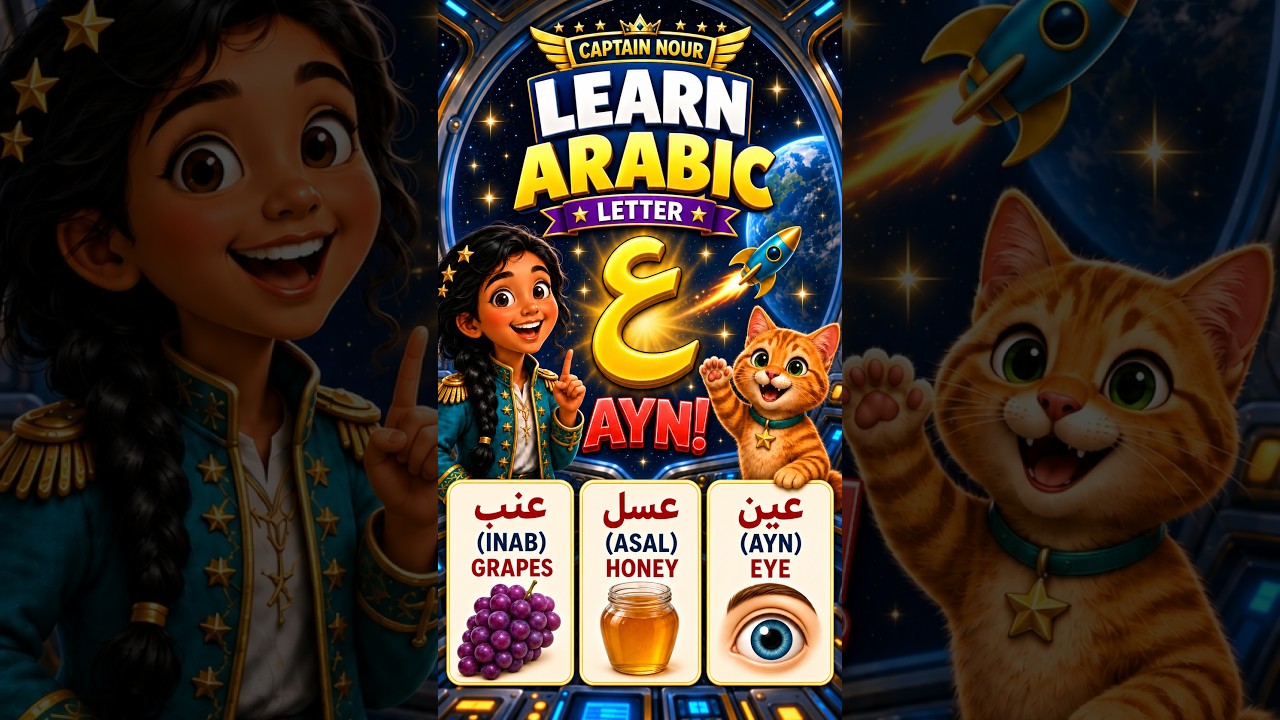 Learn Arabic Letter AYN ع and 3 Easy Arabic Words for Beginners 🚀 #learnarabic  #arabic