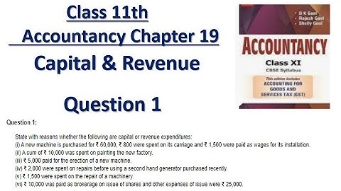 Solution no: 1 Class 11th  Accountancy Chapter 19 Capital & Revenue