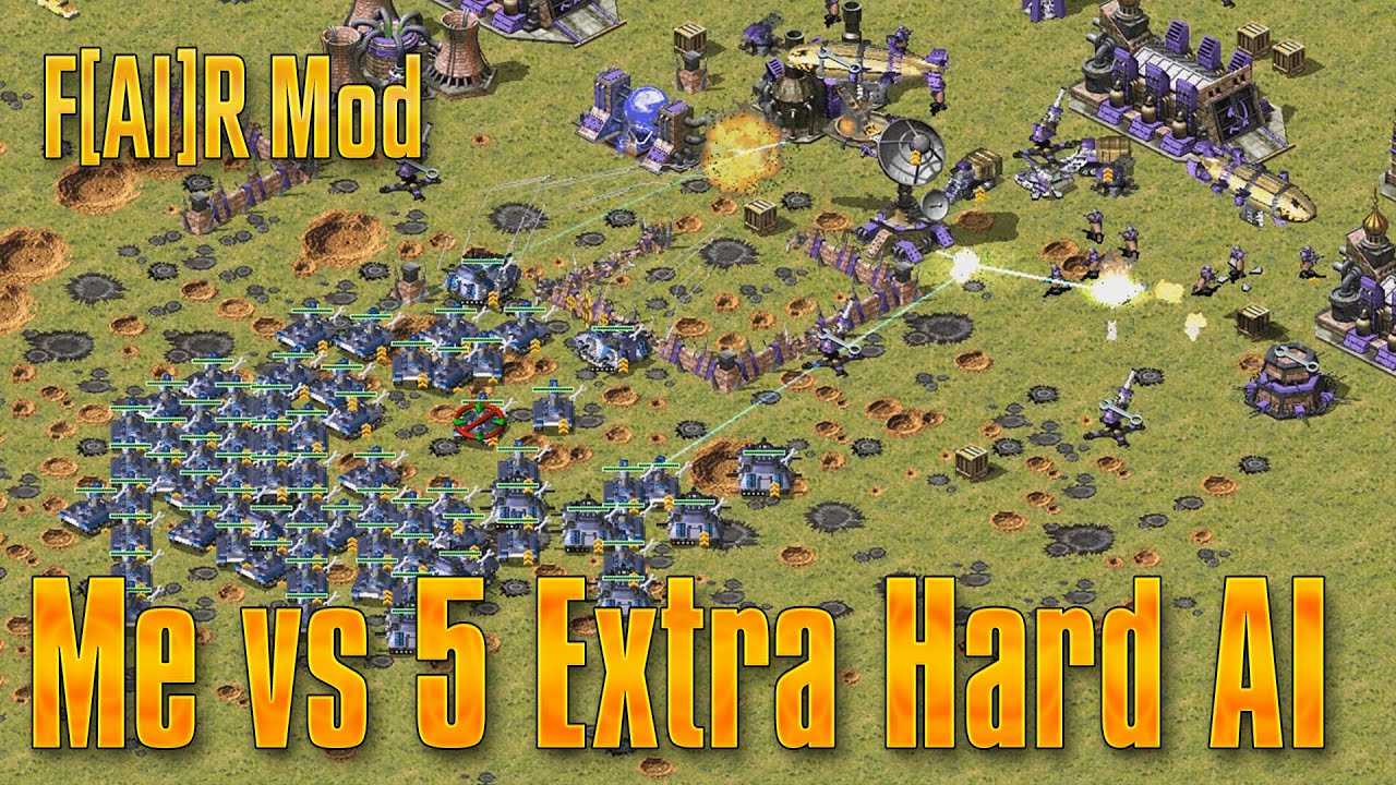 Red Alert 2 - Yuri's Revenge - 1 vs 7 Brutal Enemy - F[AI]r Mod - YouTube