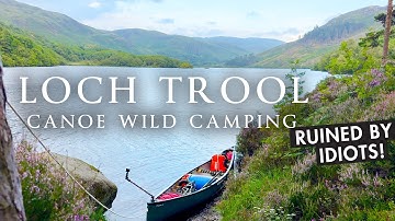 Canoe Wild Camping at Loch Trool, in Scottish Galloway Forest Park, Glentrool Scotland