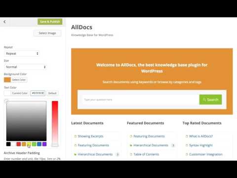 WordPress Knowledge Base Plugin - AllDocs Customizer