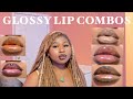 BEST LIP COMBOS FOR DARKSKIN | TOP 5 DRUGSTORE GLOSSY LIP COMBOS | 5 NUDE/EVERYDAY LIP COMBOS