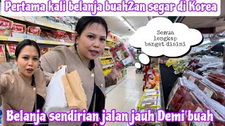 PERTAMA KALI BELANJA BUAH2 AN SEGAR DI KOREA || BELANJA SENDIRI JALAN JAUH DEMI BUAH