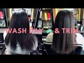 Healthy relaxed hair: Post relaxer wash day and trim | South African Youtuber