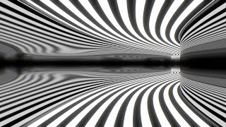 Trippy Psychedelic Black White Striped Mirror Optical Illusion Tunnel 4K VJ Loop Moving Background