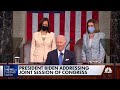 President Joe Biden on having a female VP and speaker sitting behind him