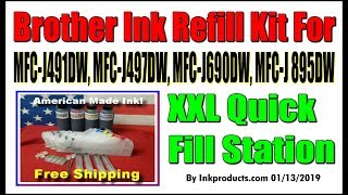 Ink Refill Kit For Brother MFC J491DW, MFC J497DW, MFC J690DW, MFC J895DW XXL Quick Fill Station