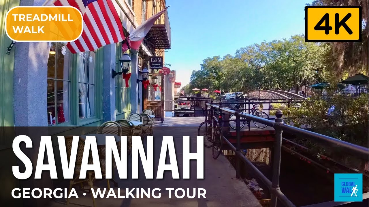 Savannah 4K Walking Tour — Forsyth Park to River Street, Georgia