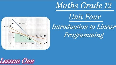 Introduction to Linear Programming / Maths Grade 12 / Unit Four /