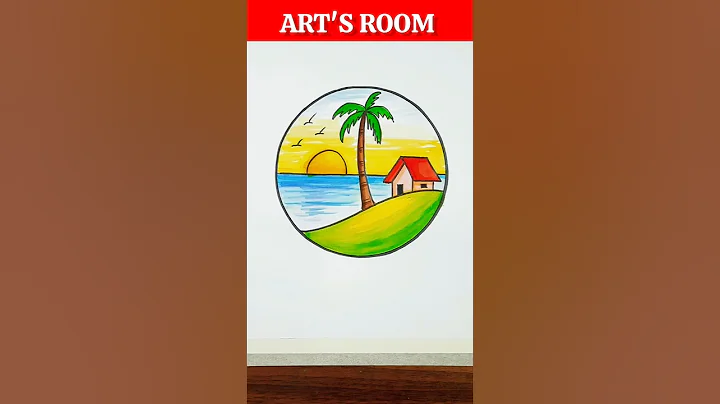 Easy Circle Scenery Drawing with Colour | Beautiful Circle Art #shorts #drawing #artsroom