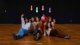 'OMG' NewJeans Dance Practice Mirrored 4 Members Version Guide Arrows [4K]