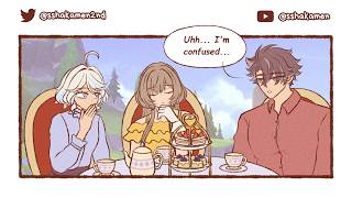 tea party with furina, sandrone and wriothesley [GENSHIN IMPACT - COMIC MEME]