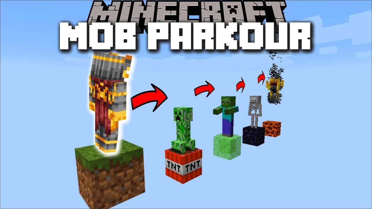 Minecraft Mob Parkour Mod Spawn A Zombie Skeleton Or Creeper Minecraft Youtube - roblox zombie parkour
