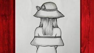 Easy Girl Drawing With Hat | Girl Wearing Hat Drawing | Girl Drawing Kaise Karen