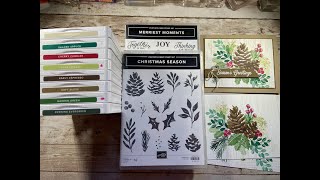 🔴Make 4 cards from one stamped sheet #OSW, Christmas Season Stampin' Up! card tutorial screenshot 2