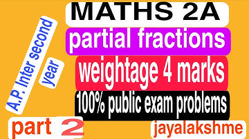 Maths 2A PARTIAL FRACTIONS IMPORTANT 4 marks problems 