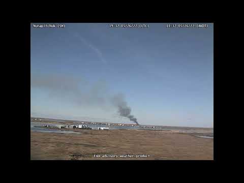 Kasigluk Fire #134 in Alaska: Kasigluk Fire from Nunapitchuk FAA Weather Camera on May 26th, 2022