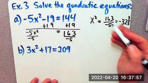 Envision Algebra 1 - 9.4 Solving Quadratic Equations Using Square Roots