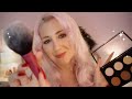 ASMR Doing Your Makeup (whisper, fast and soft, makeup rummaging, mouth sounds)