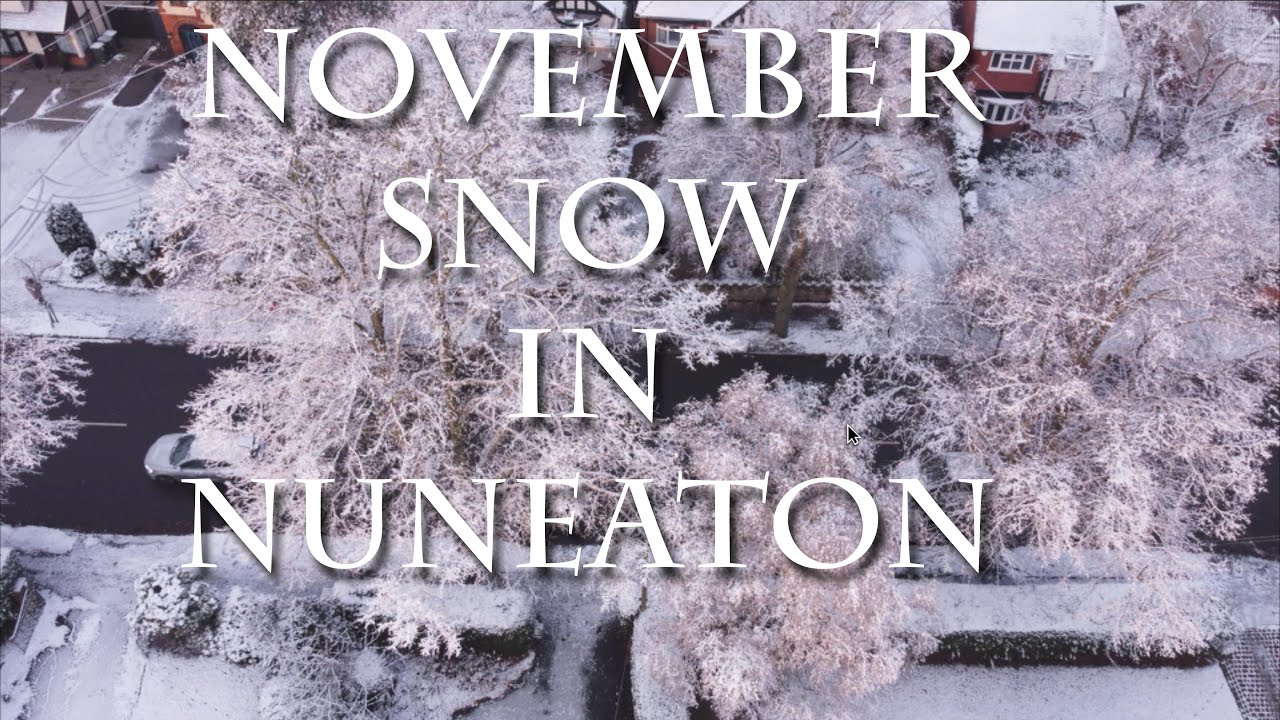 Snowy November scenes in Nuneaton, England using Mavic Mini drone.