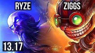 RYZE vs ZIGGS (MID) | 3/0/6, 400+ games | NA Master | 13.17