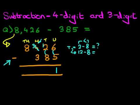 Subtraction - 4 digit and 3 digit numbers - YouTube