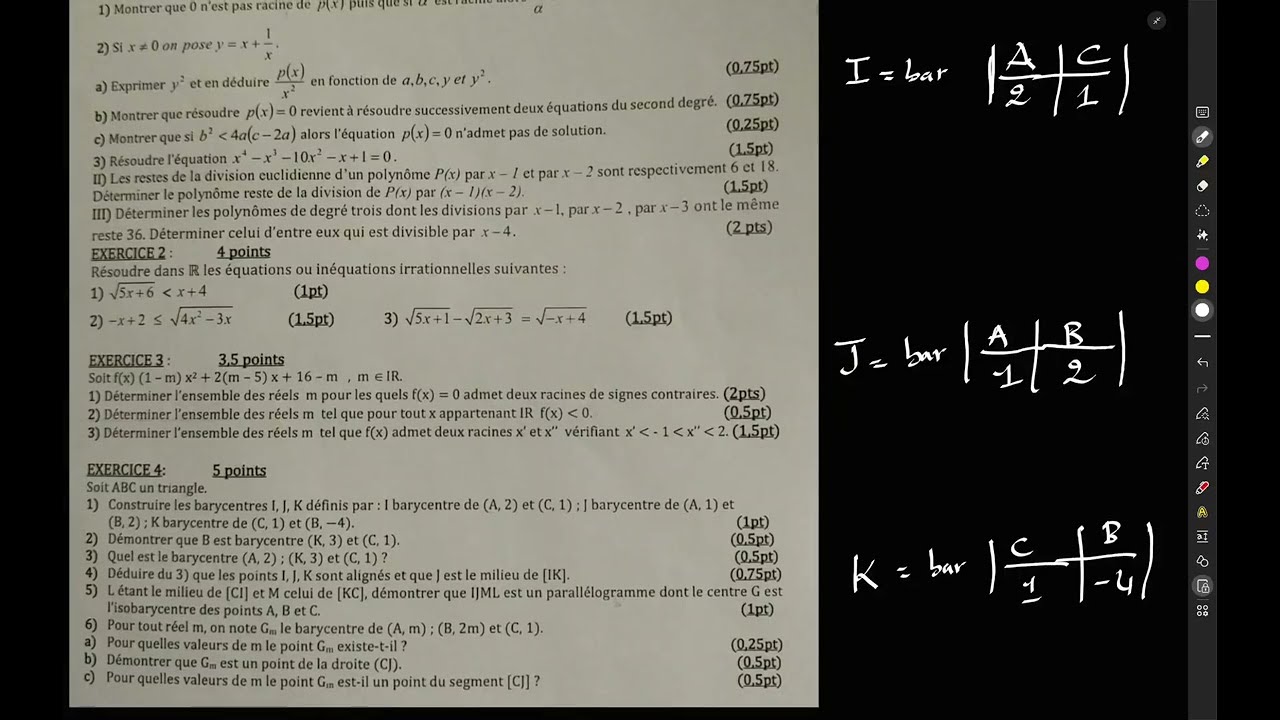 Correction du devoir sur les barycentres en classe de 1ère S 📚✏️ #Mathématiques #Devoir #Barycentres